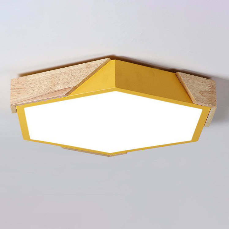 Scandinavian Hexagonal Macaron Flush Mount Light