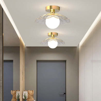 Modern Glass Iron Flower 1-Light Semi-Flush Ceiling Light — A / 220V-240V For UK/AU