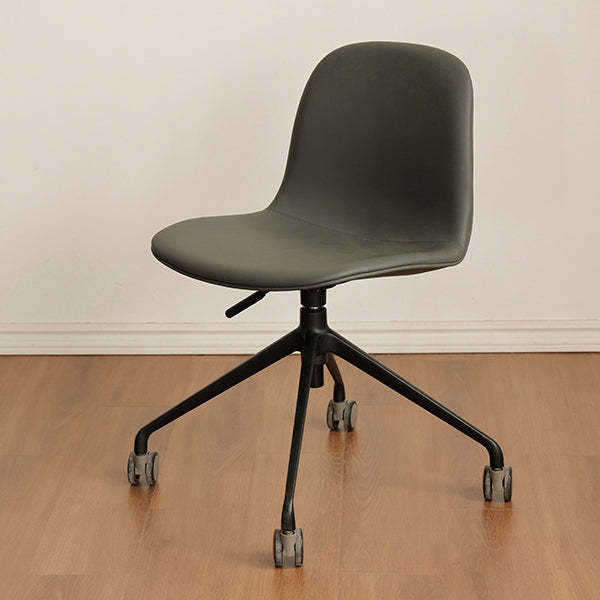 Nordic Ergonomic Microfiber Leather Lift Desk Chair — With Roller / Dark Gray Seat + Black Legs