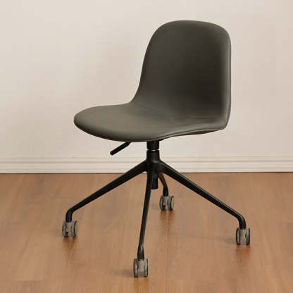 Nordic Ergonomic Microfiber Leather Lift Desk Chair — With Roller / Dark Gray Seat + Black Legs