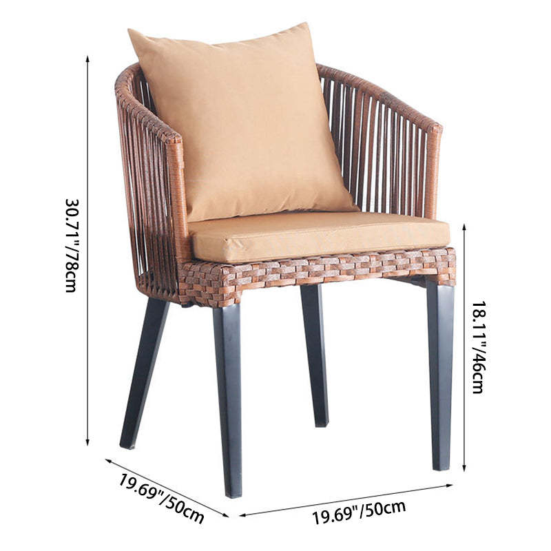 Traditional Farmhouse Rattan Metal Outdoor Dining Chair