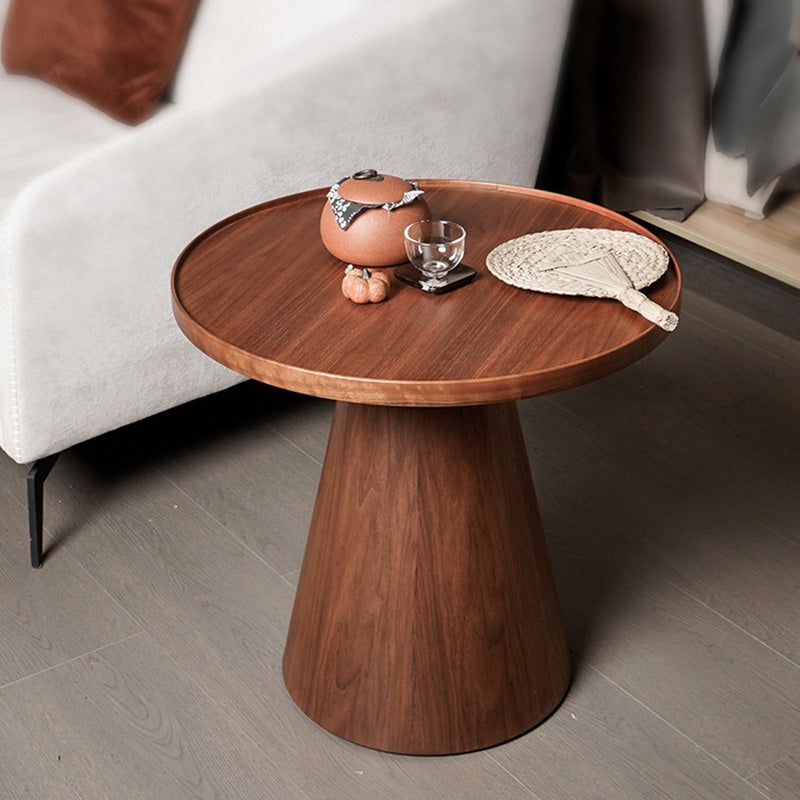 Minimalist Round Wood Coffee Table — Flat Surface / Original Wood Color