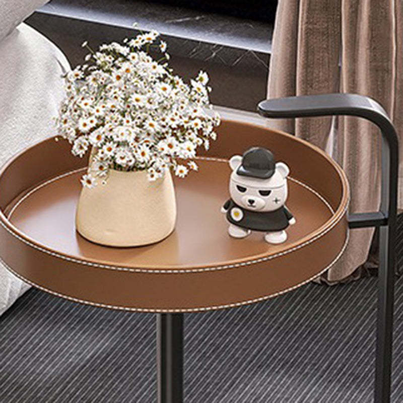 Minimalist Leather Steel Tray Side Table