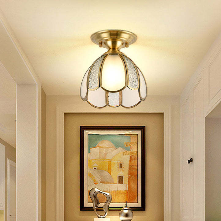 European Brass Glass Cone Ceiling Light — B / 220V-240V For UK/AU