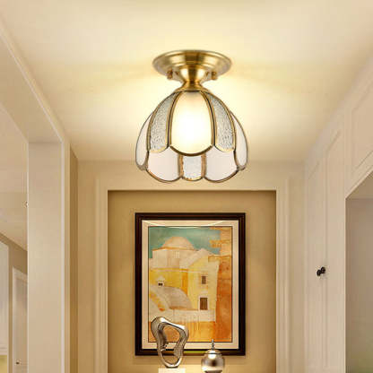 European Brass Glass Cone Ceiling Light — B / 220V-240V For UK/AU