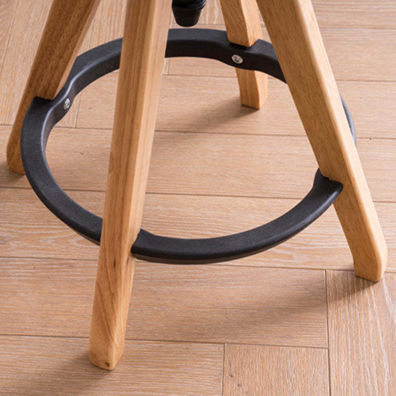 Vintage Solid Wood Nylon Adjustable Swivel Counter Stool
