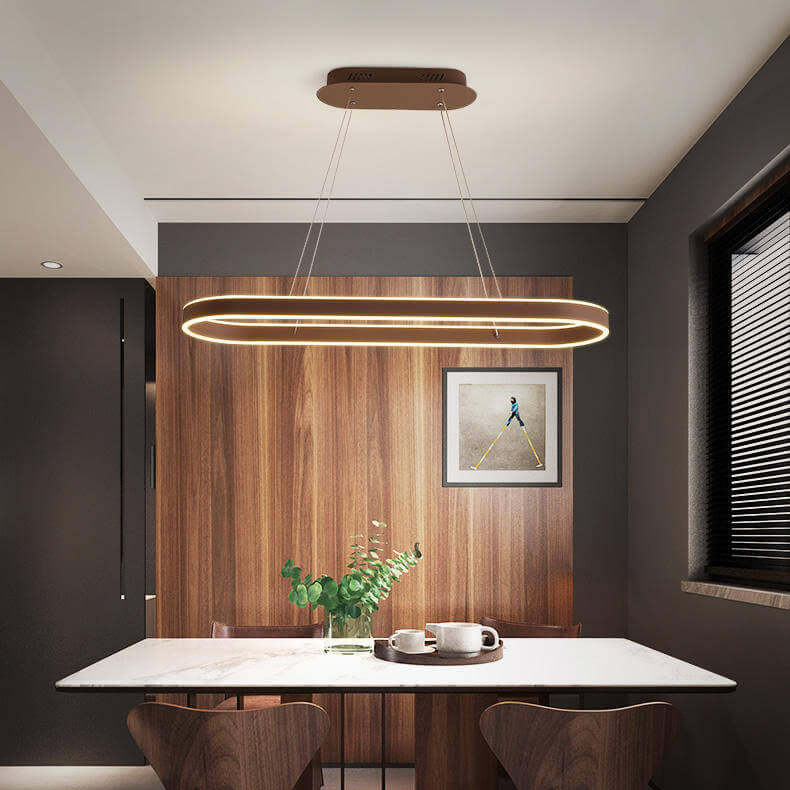 Minimalist Luxury Oval Aluminum LED Chandelier