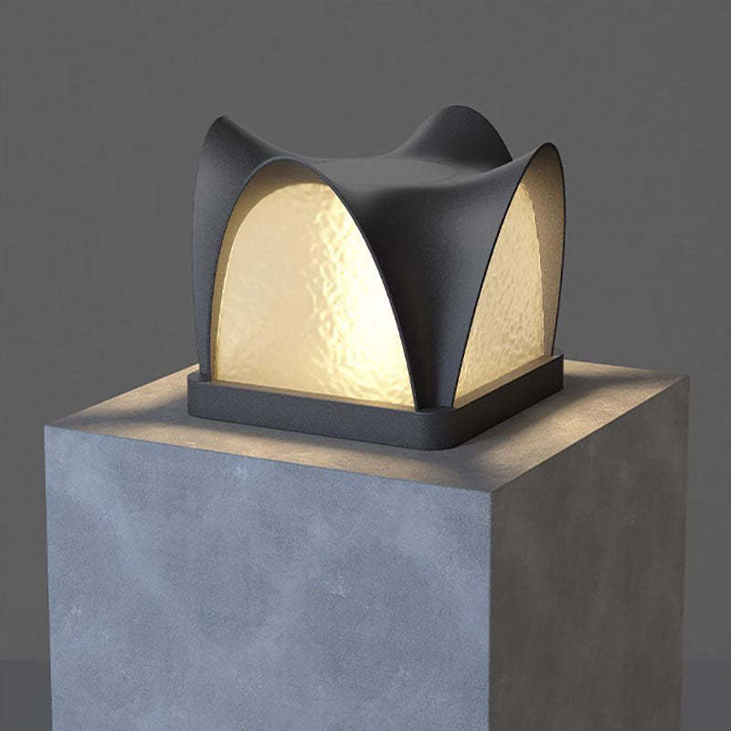 Art Deco Solar Curve Cube LED Outdoor Landscape Light