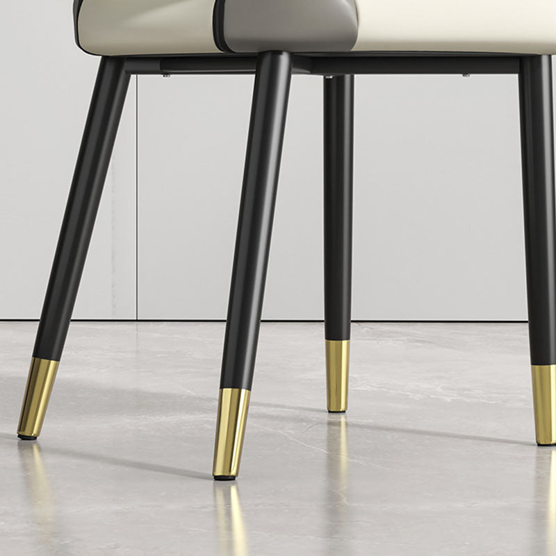Modern Leather Steel Cushion Dining Chair — Gold Legs / Orange