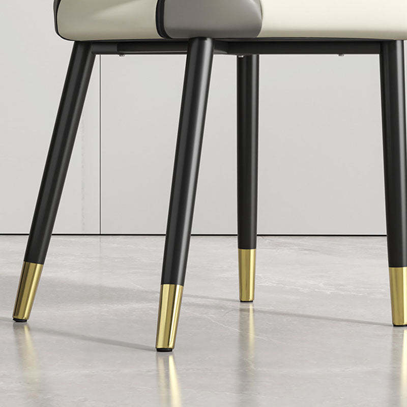 Modern Leather Steel Cushion Dining Chair — Gold Legs / Orange