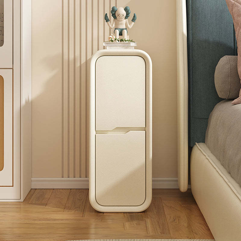 Minimalist Leather Nightstand 2-Drawer — White
