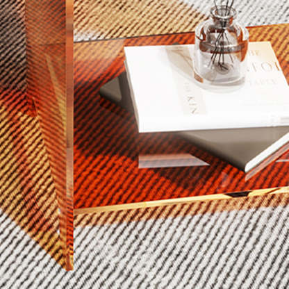 Minimalist Square Acrylic 2-Tier End Table