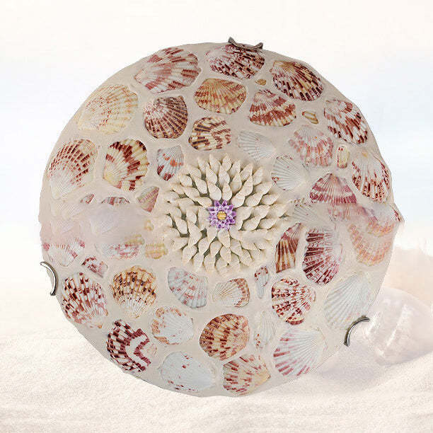 European Mediterranean Shell Round LED Flush Mount Light