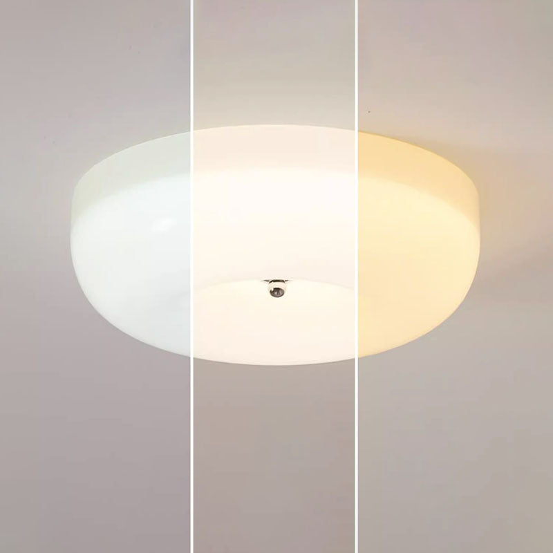 Nordic Creamy Yellow Pudding Glass Iron LED Flush Light