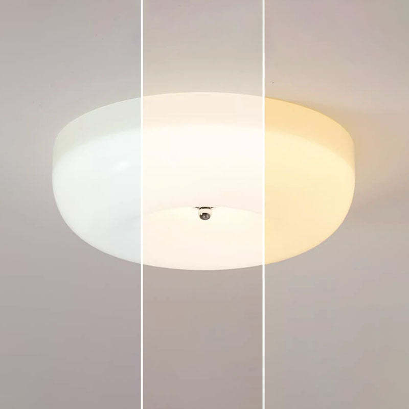 Nordic Creamy Yellow Pudding Glass Iron LED Flush Light
