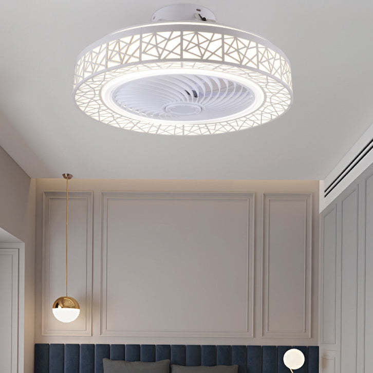 Luxury Round Lace LED Flush Mount Ceiling Fan Light