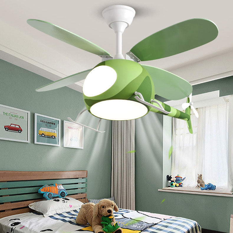 Contemporary Iron Cartoon Planes LED Fan Light