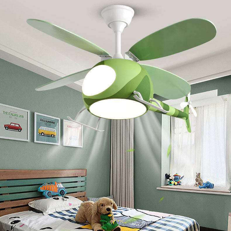 Contemporary Iron Cartoon Planes LED Fan Light