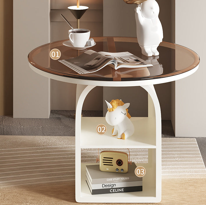 Minimalist Glass Iron 3-Tier Coffee Table — Black Tabletop + Black