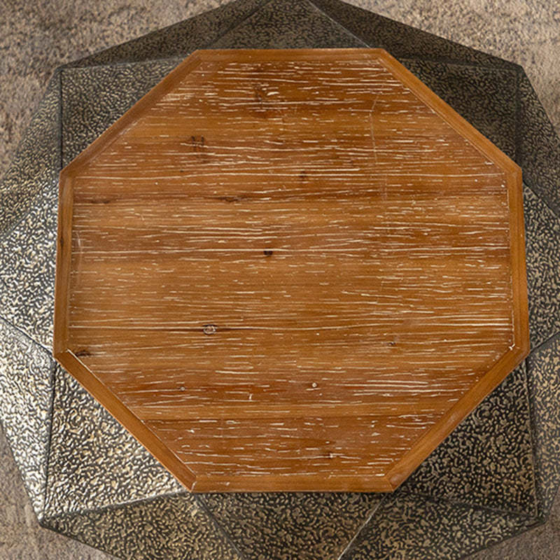 Retro Polygon Iron Pine Coffee Table
