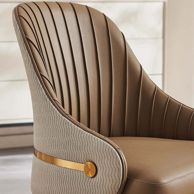 Minimalist Pleated Leather Metal Dining Chair