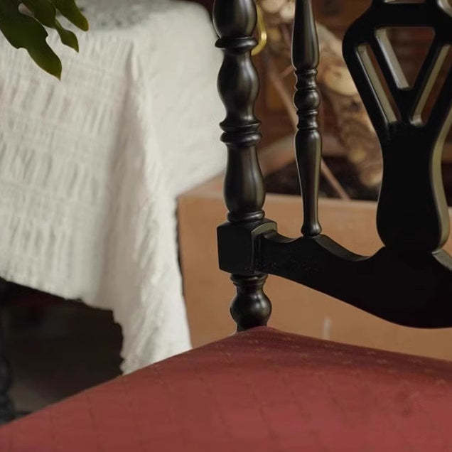 French Wood Fabric Dining Chair