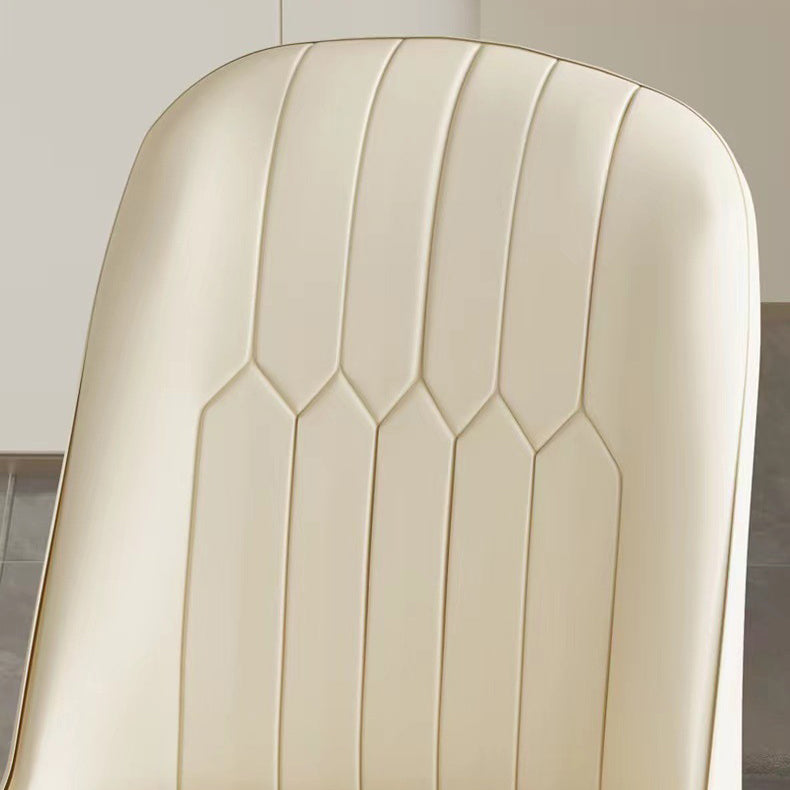 Minimalist PU Leather Steel Dining Chair — Khaki