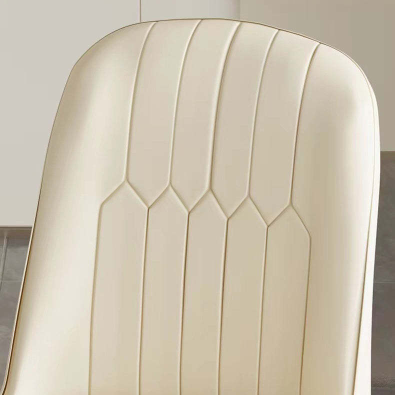 Minimalist PU Leather Steel Dining Chair — Khaki