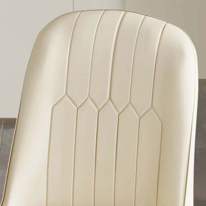 Minimalist PU Leather Steel Dining Chair — Khaki