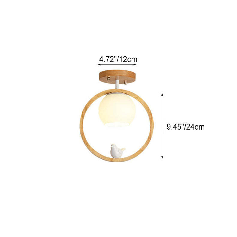 Modern Japanese Minimalist Log Bird Ceiling Light