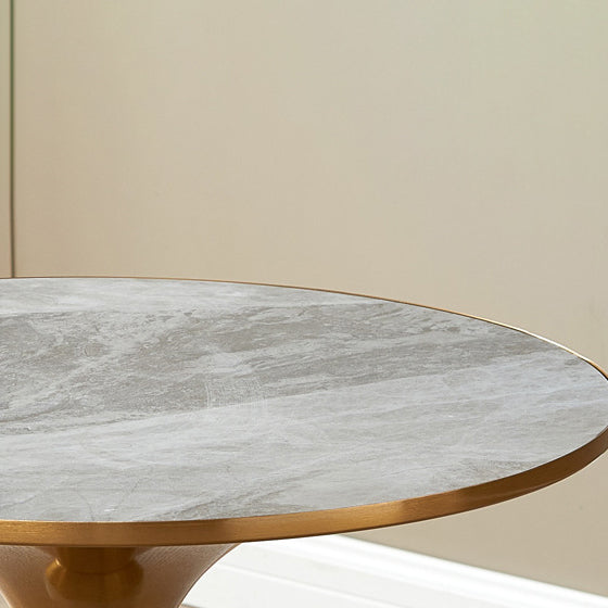 Modern Cone Rock Slab Steel Side Table