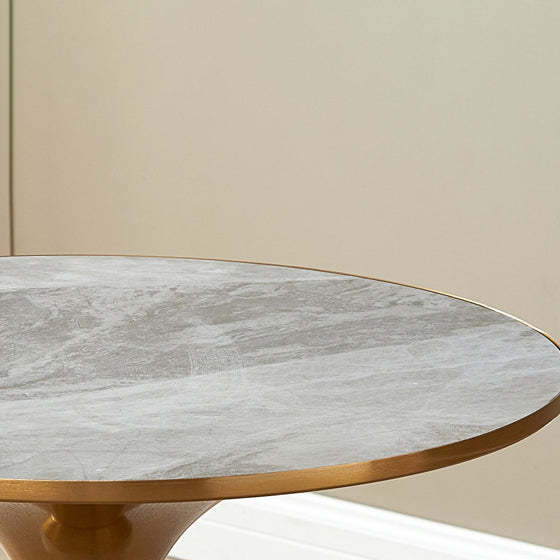 Modern Cone Rock Slab Steel Side Table