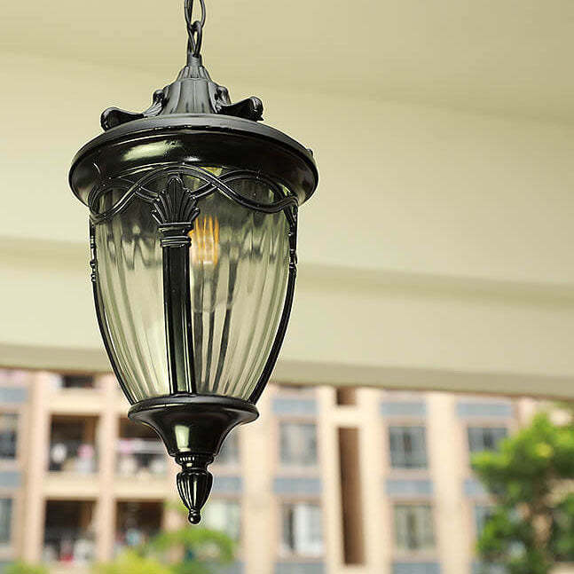 European Vintage Oval Lantern Maple Leaf Outdoor Pendant — Bronze / 220V-240V For UK/AU