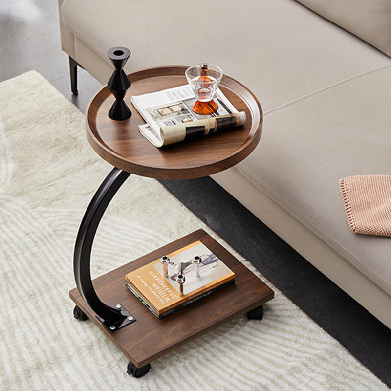 Transitional Wood Iron 2-Tier Coffee Table