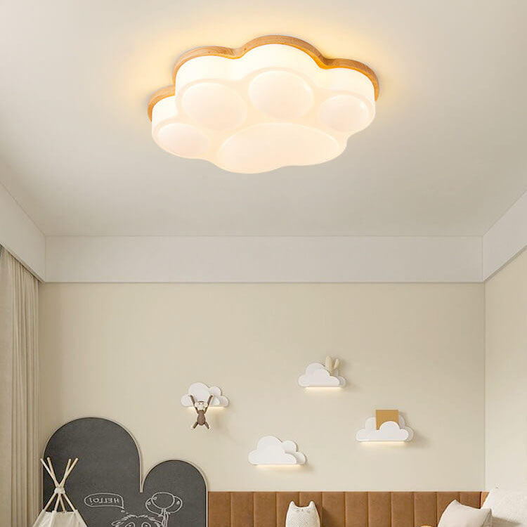 Nordic Cat Paw Wood LED Flush Mount Light