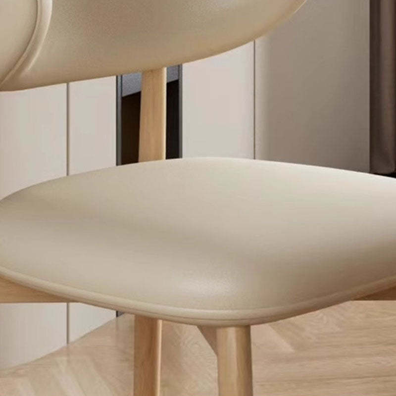 Minimalist Curved Iron Leather Armless Chair — Khaki
