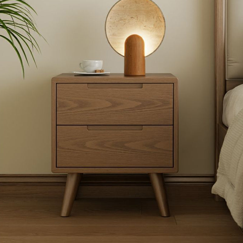 Modern Rubber Wood Bedside Nightstand — A / Walnut Color