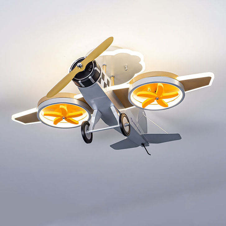 Cartoon Airplane Iron Acrylic LED Kids Ceiling Light