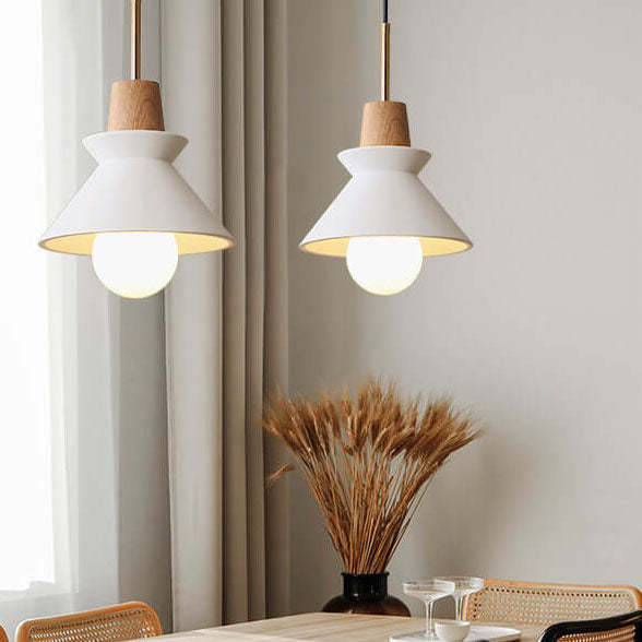 Nordic Macaron Wood Cement Pendant Light