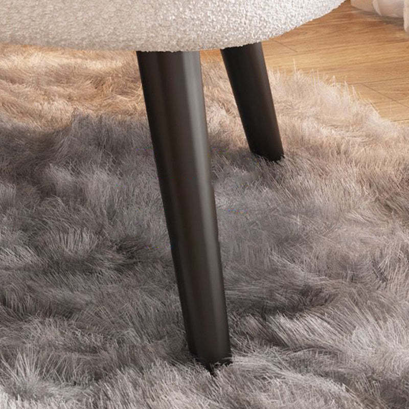 Nordic Curved Lambswool Steel Accent Chair — Dark Green