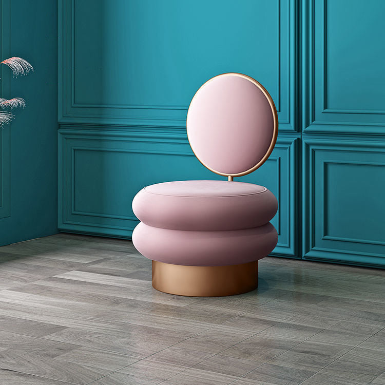 Round Fabric Iron Vanity Stool