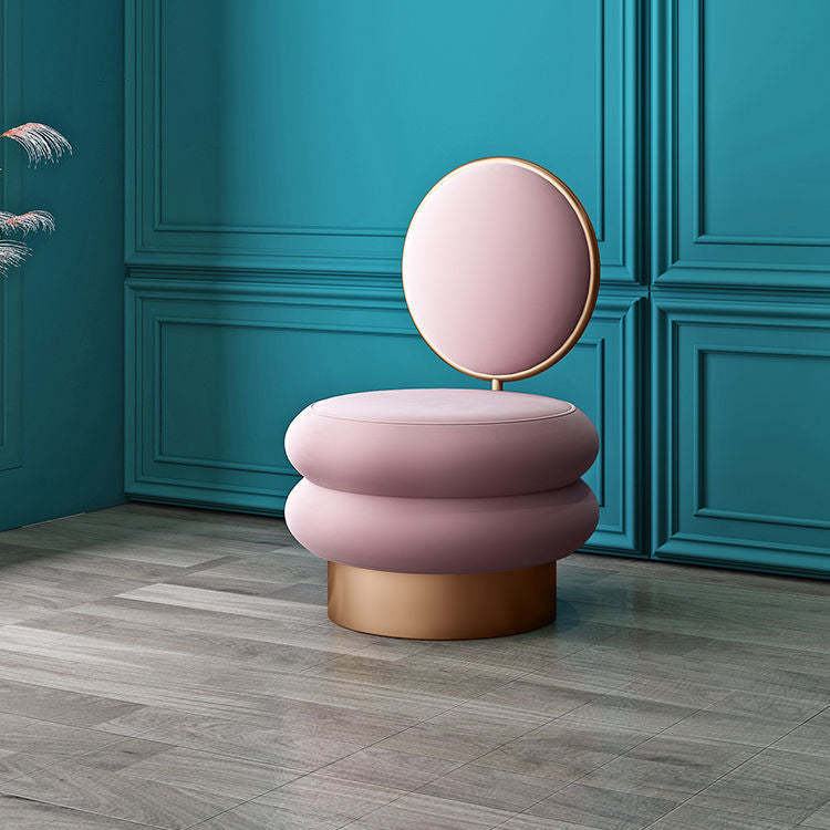 Round Fabric Iron Vanity Stool