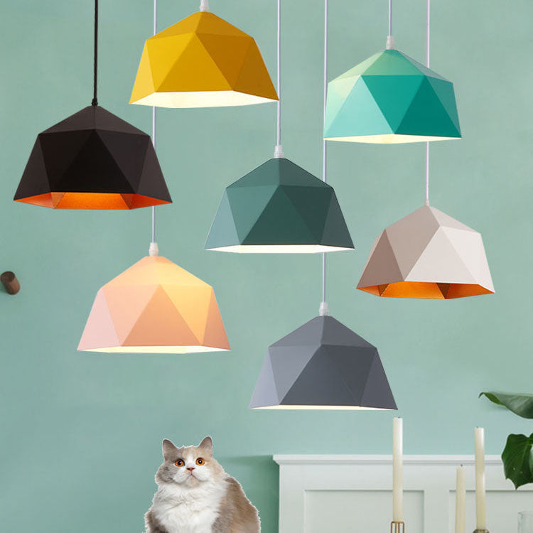 Modern macaron lozenge pendant lighting in iron — Small (12"H / Matte Black / 220V-240V (UK/AU
