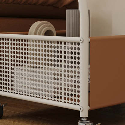 Contemporary Glass Iron Leather End Table