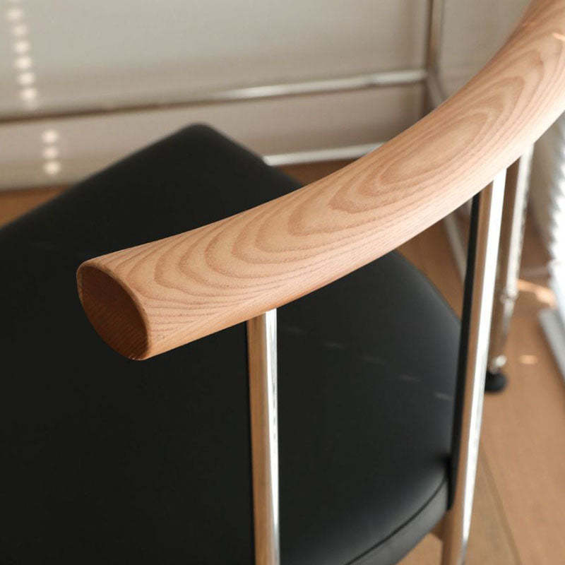 Nordic Half-Round Leather Metal Wood Dining Chair