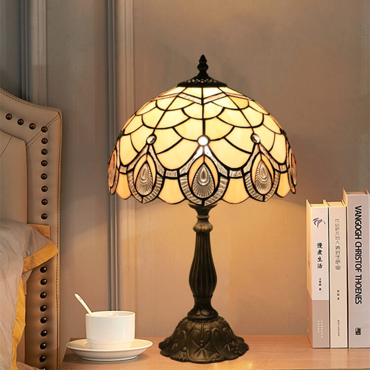 Tiffany Retro Lotus Resin Stained Glass Lamp