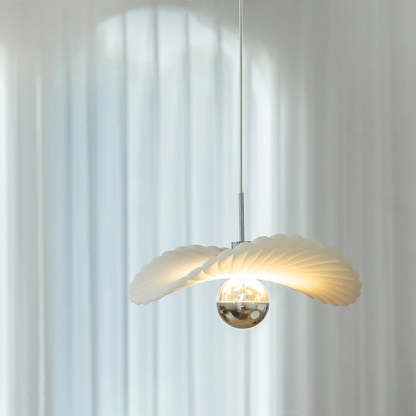 Modern Art Deco Cream Pleated Lotus Leaf Pendant
