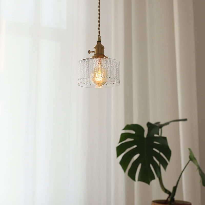 Green nordic clear drum pendant lighting — 220V-240V (UK/AU)