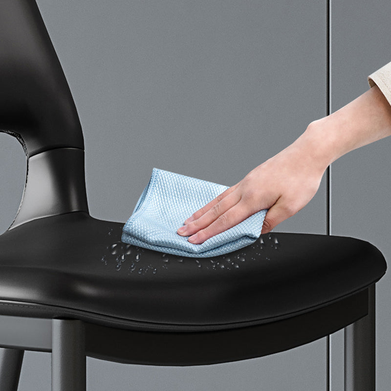 Minimalist Curved-Seat Leather Steel Dining Chair