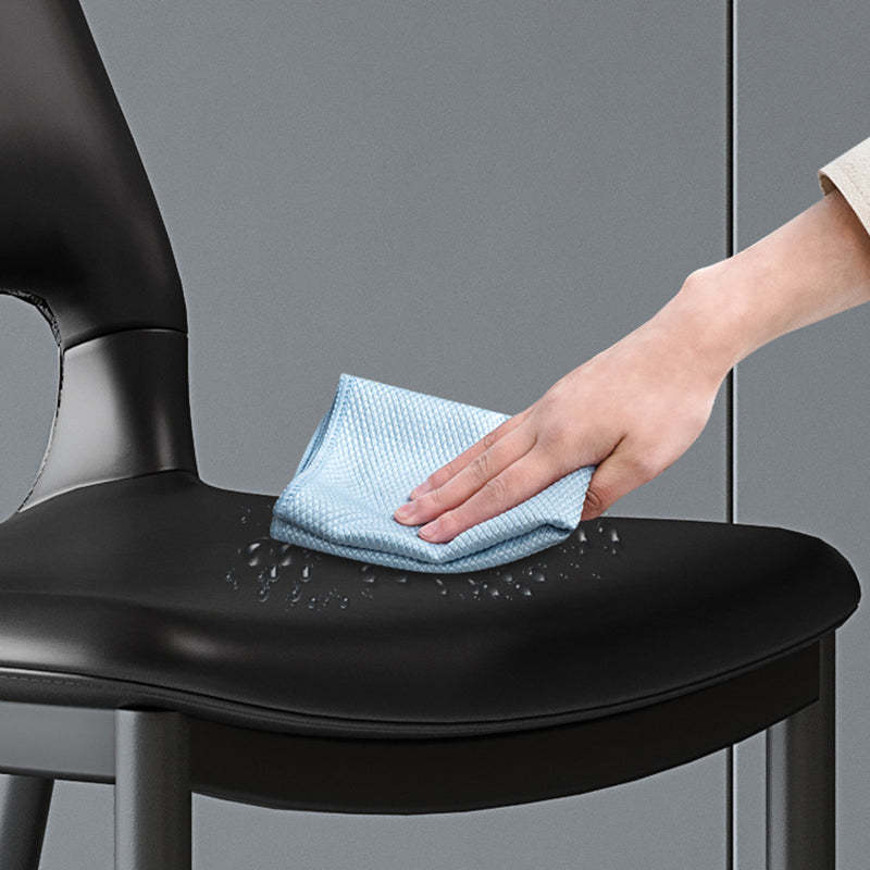 Minimalist Curved-Seat Leather Steel Dining Chair